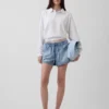 Orta Bel, Ultra Yumuşak Denim Easy Dolphin Şortlar