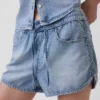 Orta Bel, Ultra Yumuşak Denim Easy Dolphin Şortlar