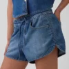 Orta Bel, Ultra Yumuşak Denim Easy Dolphin Şortlar