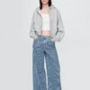Orta Bel, Ultra Yumuşak Denim Çizgili Bol Kesim Jean'ler