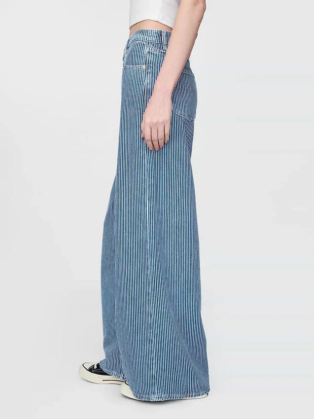 Orta Bel, Ultra Yumuşak Denim Çizgili Bol Kesim Jean'ler