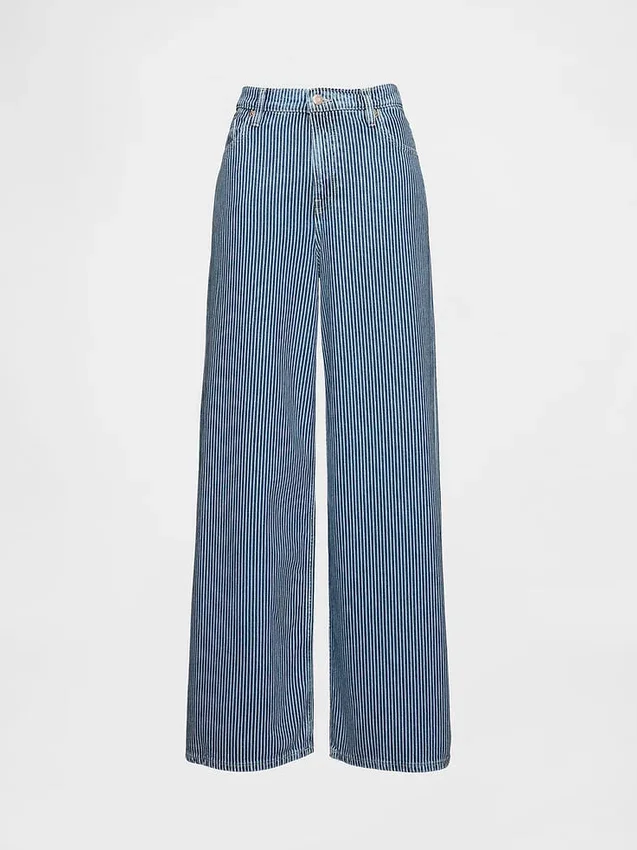 Orta Bel, Ultra Yumuşak Denim Çizgili Bol Kesim Jean'ler