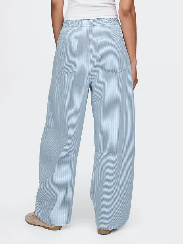 Orta Bel, Ultra Yumuşak Denim Çizgili Rahat At Nalı Kesim Jean'ler