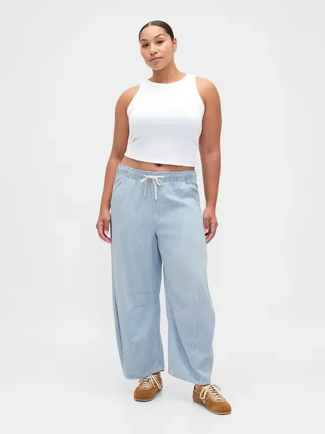 Orta Bel, Ultra Yumuşak Denim Çizgili Rahat At Nalı Kesim Jean'ler