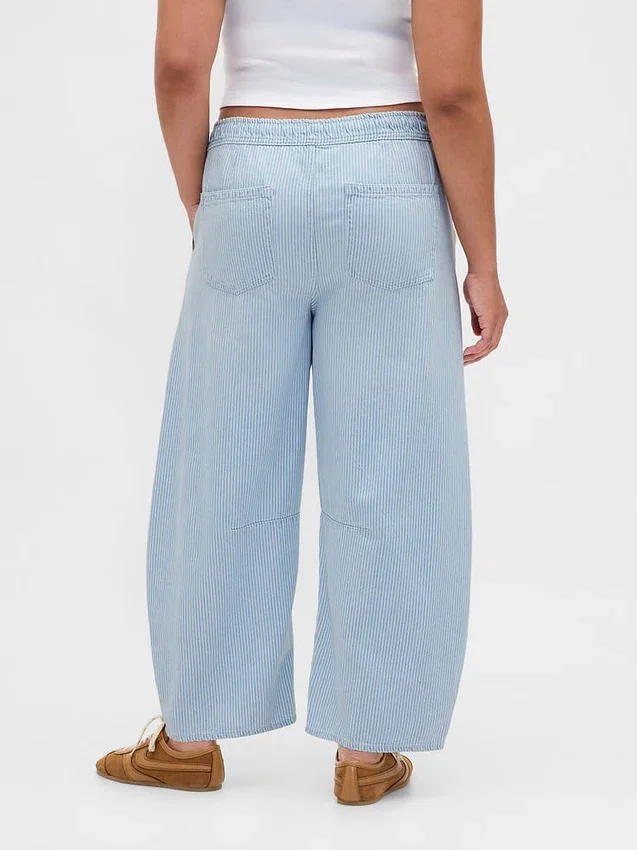 Orta Bel, Ultra Yumuşak Denim Çizgili Rahat At Nalı Kesim Jean'ler