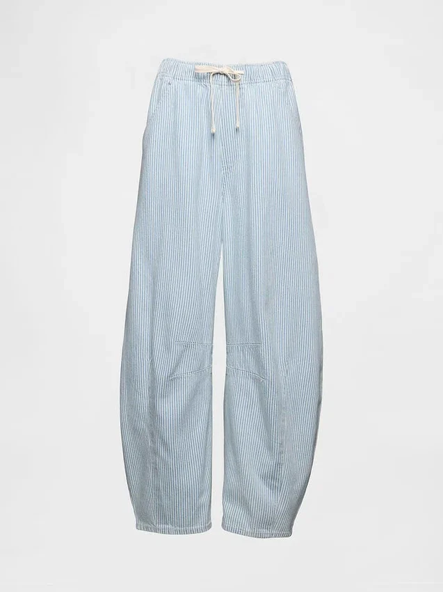 Orta Bel, Ultra Yumuşak Denim Çizgili Rahat At Nalı Kesim Jean'ler