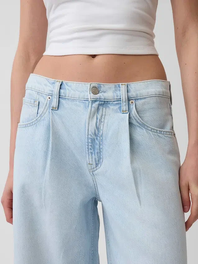 Orta Bel, Ultra Yumuşak Pileli Bol Kesim Jean