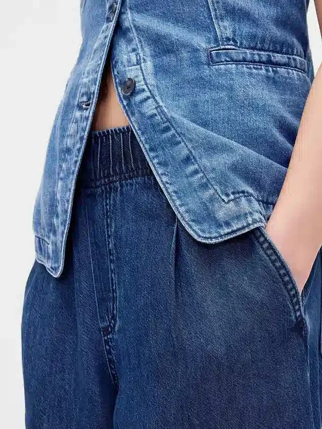 Orta Bel, Ultra Yumuşak Pileli Bol Kesim Jean