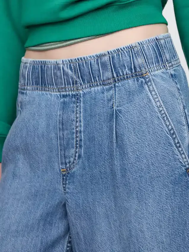 Orta Bel, Ultra Yumuşak, Pileli, Rahat Bol Kesim Jean'ler