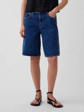 Orta Bel Uzun Kesim Denim Şortlar