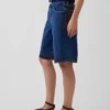 Orta Bel Uzun Kesim Denim Şortlar