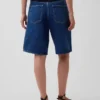 Orta Bel Uzun Kesim Denim Şortlar
