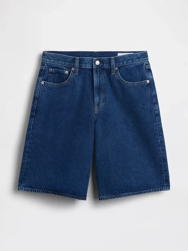 Orta Bel Uzun Kesim Denim Şortlar