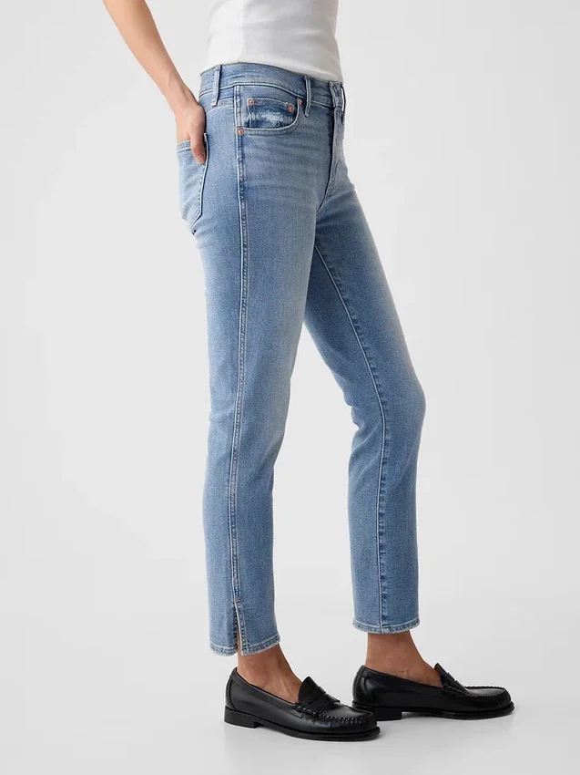 Orta Bel Vintage Slim Yırtmaçlı Jean'ler
