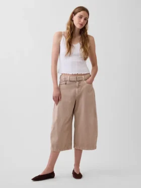 Orta Kemerli Culotte Barrel Pantolonlar