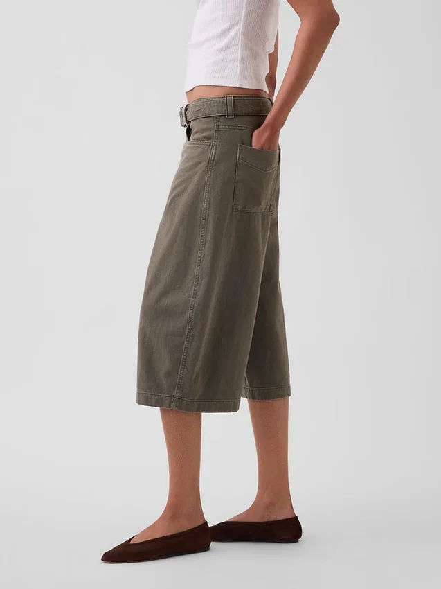 Orta Kemerli Culotte Barrel Pantolonlar