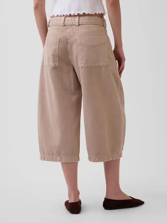 Orta Kemerli Culotte Barrel Pantolonlar