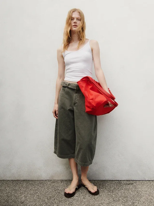 Orta Kemerli Culotte Barrel Pantolonlar