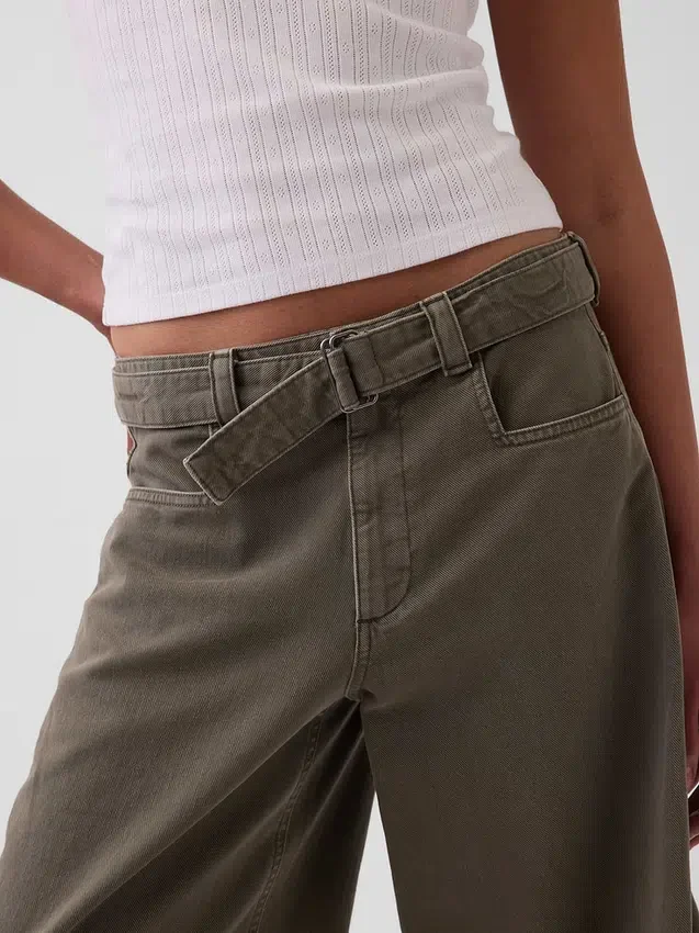 Orta Kemerli Culotte Barrel Pantolonlar