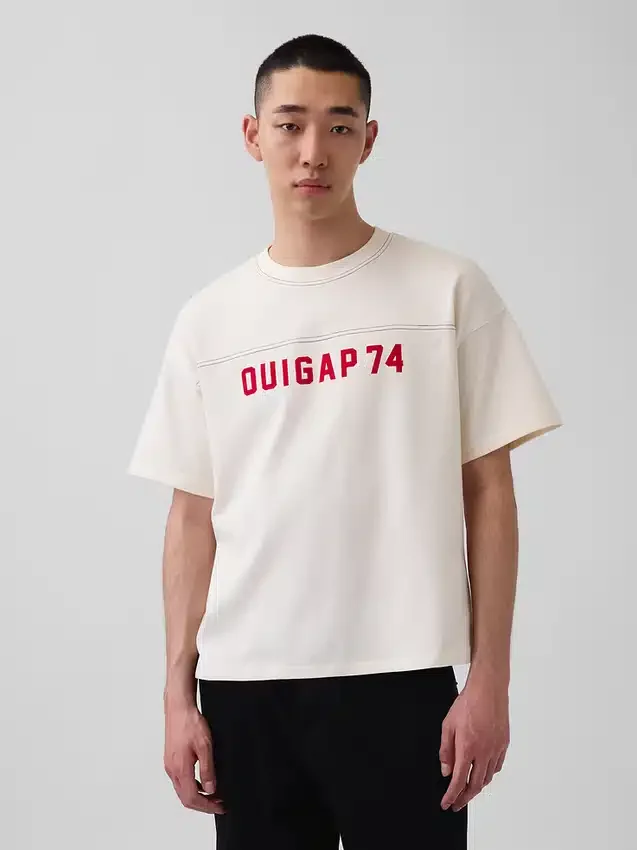 Ouigap Ağır Kumaşlı Kısa Logo Tişört