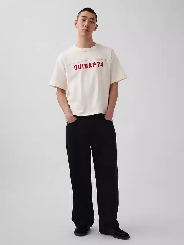 Ouigap Ağır Kumaşlı Kısa Logo Tişört