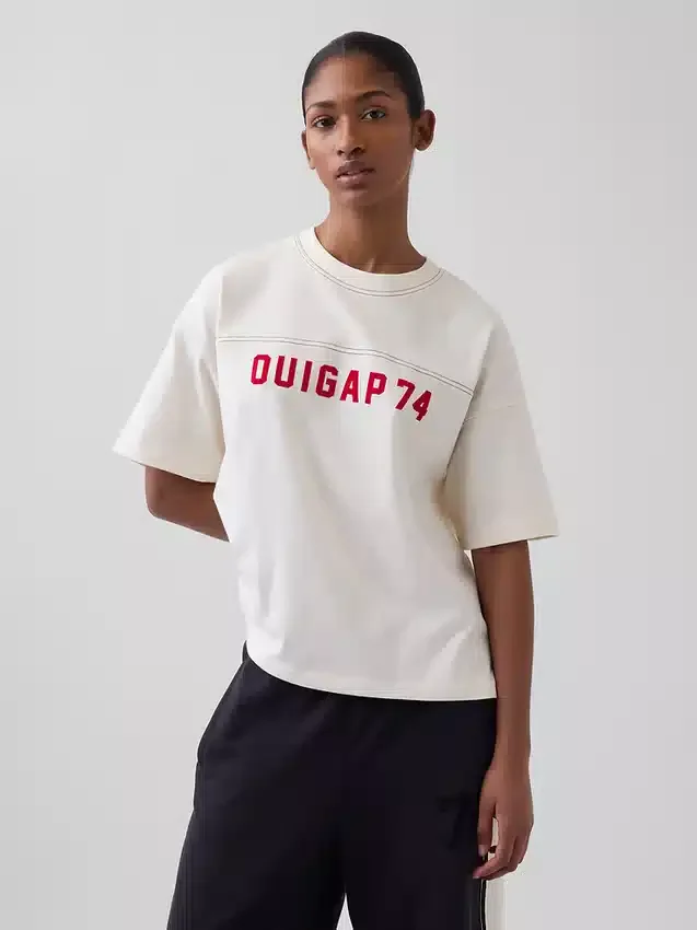 Ouigap Ağır Kumaşlı Kısa Logo Tişört