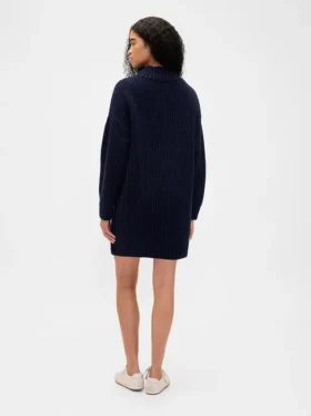 Oversize Balıkçı Yaka Mini Kazak Elbise