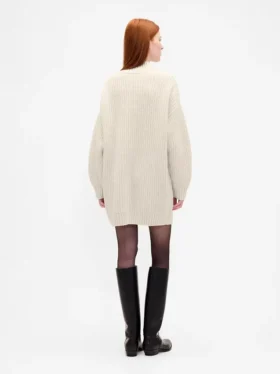 Oversize Balıkçı Yaka Mini Kazak Elbise