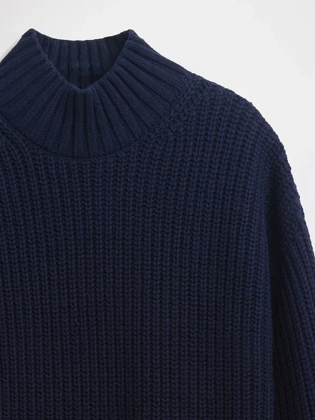 Oversize Balıkçı Yaka Mini Kazak Elbise