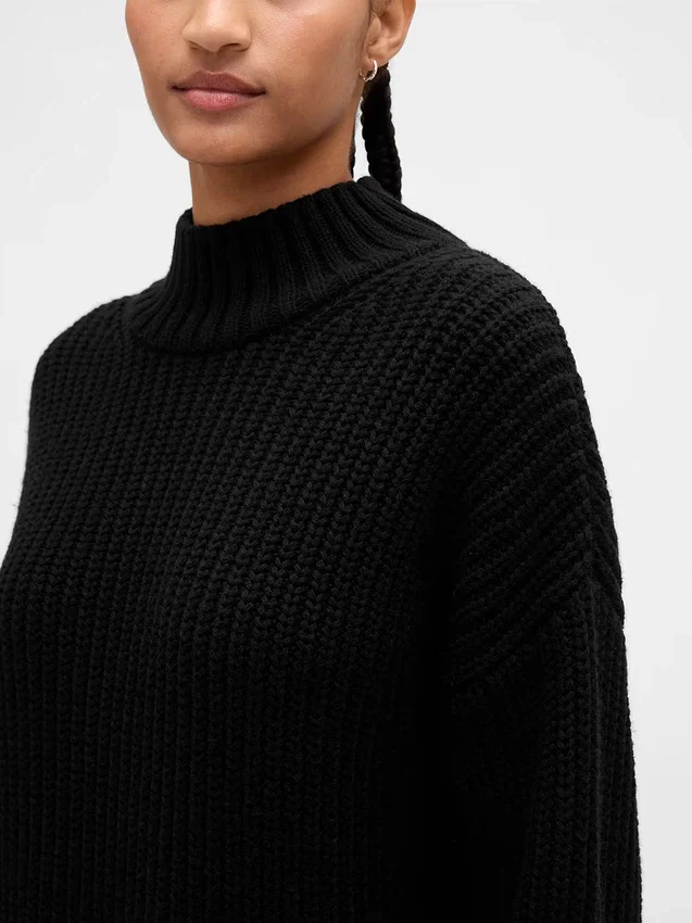 Oversize Balıkçı Yaka Mini Kazak Elbise