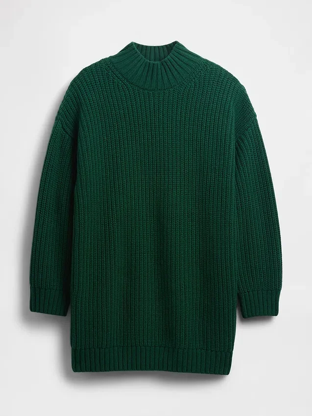 Oversize Balıkçı Yaka Mini Kazak Elbise