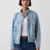 Oversized Denim Bomber Ceket