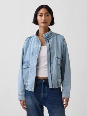 Oversized Denim Bomber Ceket