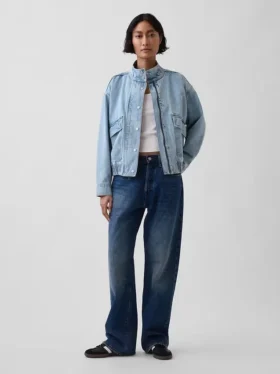 Oversized Denim Bomber Ceket
