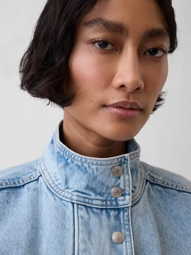 Oversized Denim Bomber Ceket