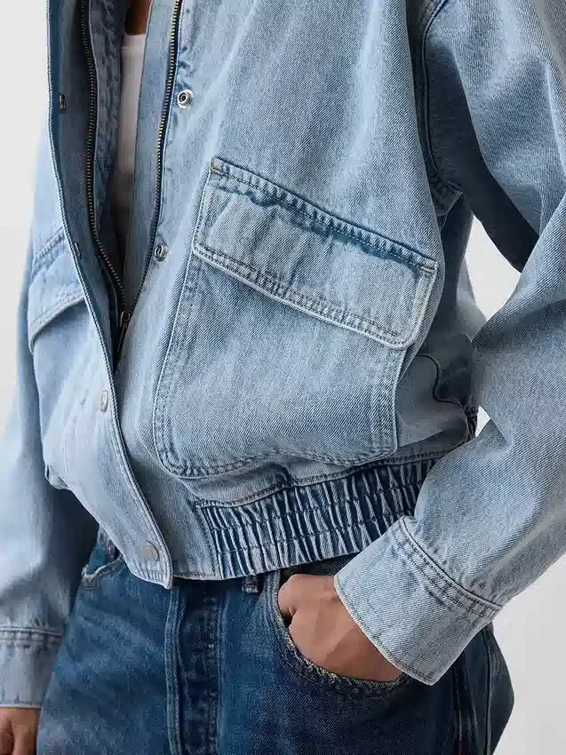Oversized Denim Bomber Ceket