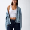 Oversized Denim Bomber Ceket