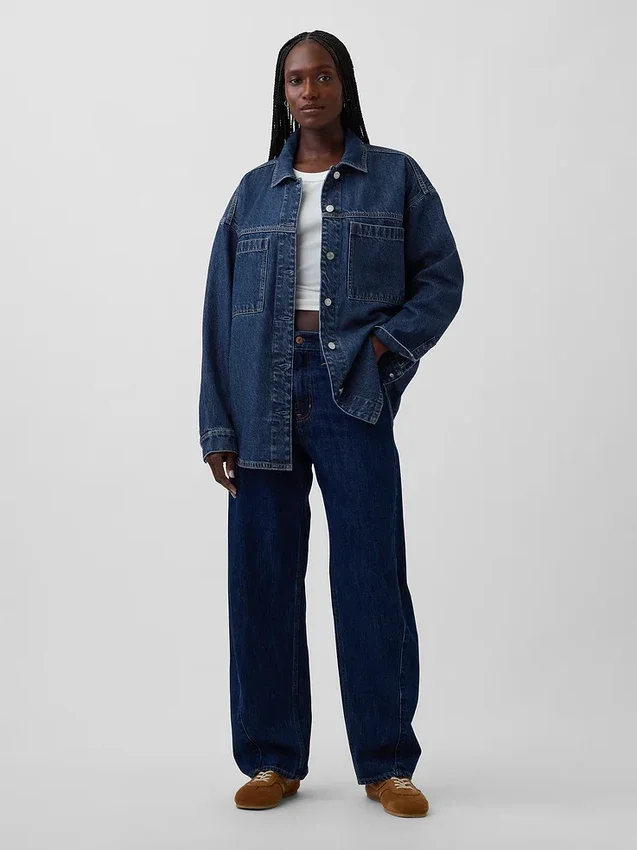Oversized Denim Gömlek Ceket