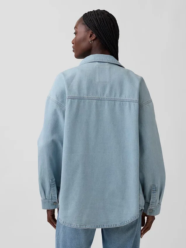 Oversized Denim Gömlek Ceket