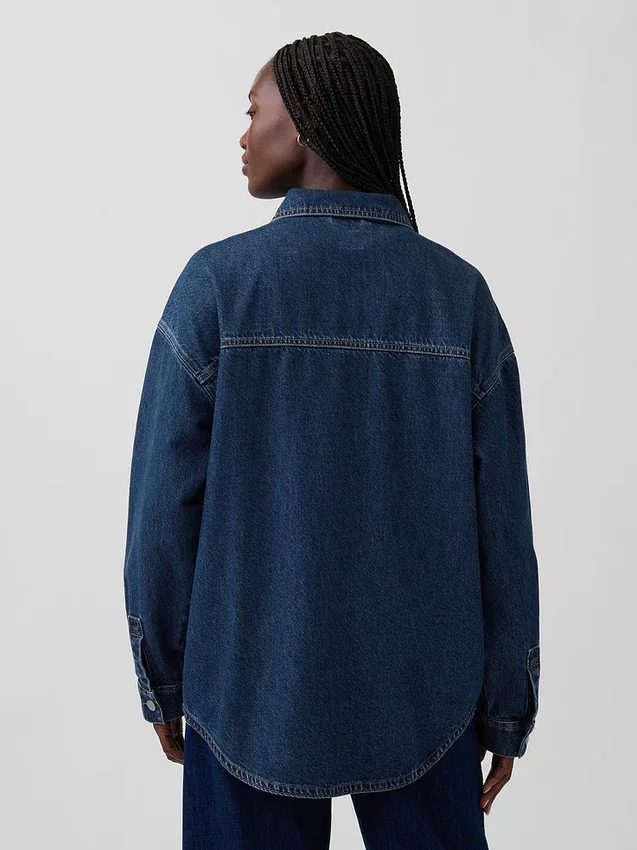 Oversized Denim Gömlek Ceket