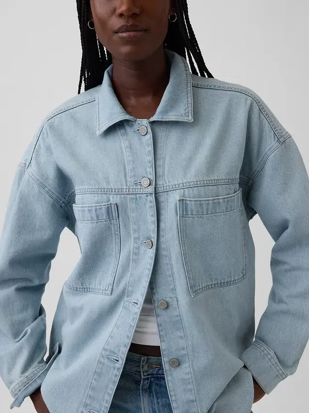 Oversized Denim Gömlek Ceket