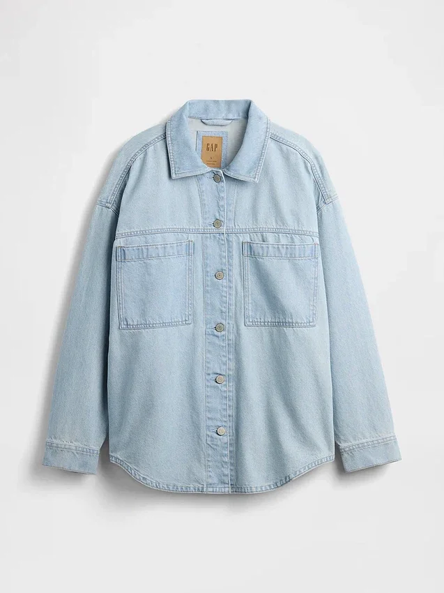 Oversized Denim Gömlek Ceket