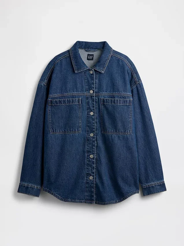 Oversized Denim Gömlek Ceket
