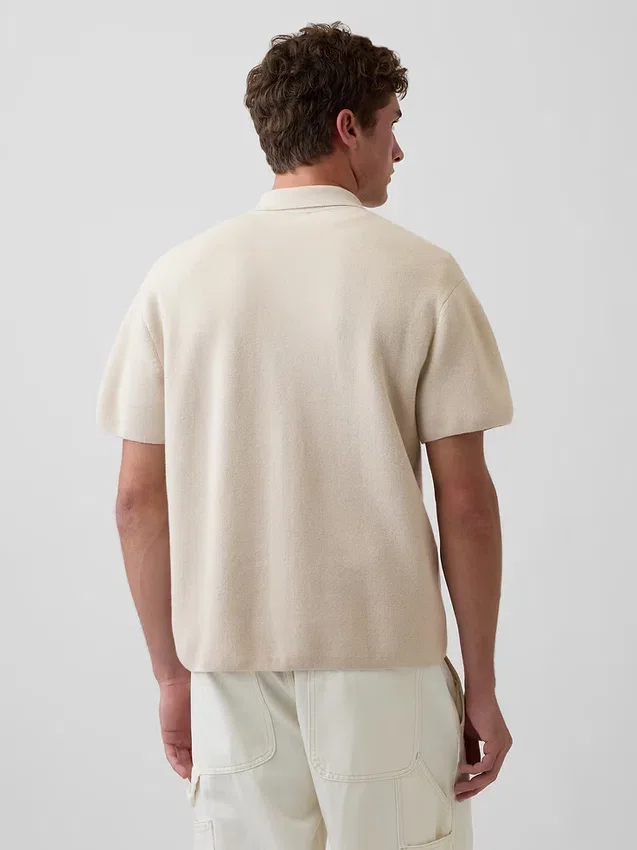 Oversized Çeyrek Fermuarlı Cepli Polo Tişört Kazak