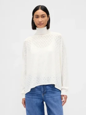 Oversized Pointelle Balıkçı Yaka