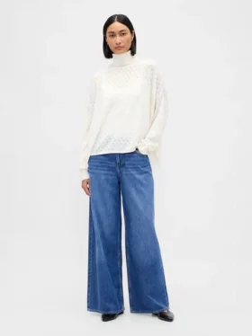 Oversized Pointelle Balıkçı Yaka