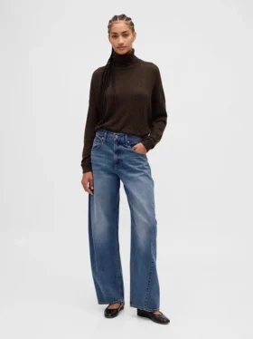 Oversized Pointelle Balıkçı Yaka