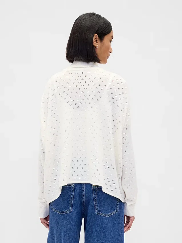 Oversized Pointelle Balıkçı Yaka