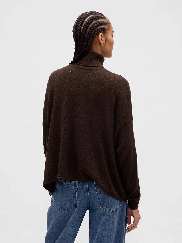 Oversized Pointelle Balıkçı Yaka