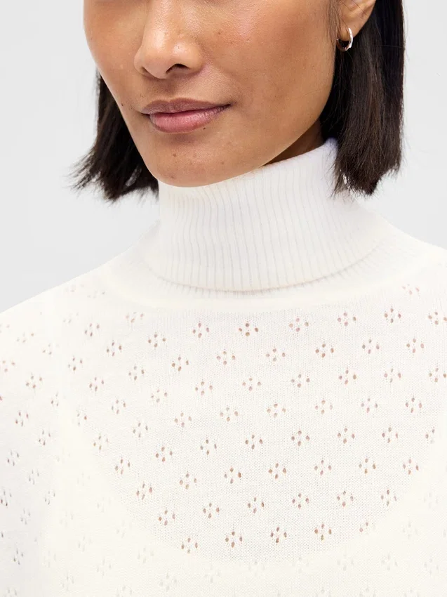 Oversized Pointelle Balıkçı Yaka